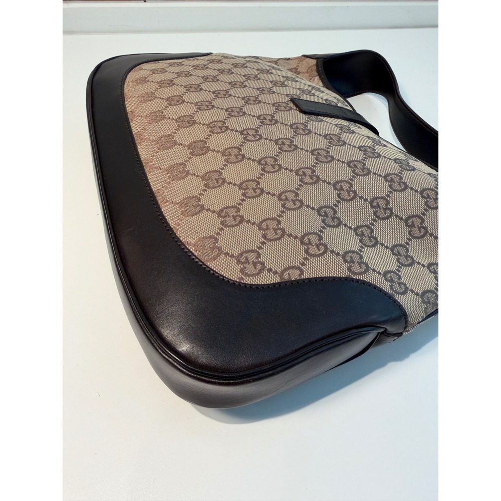 Gucci Jackie O GG Supreme Canvas Web Stripe Hobo Bag Brown Leather‎ Trim Vintage - Picture 9 of 14